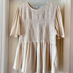 Beige Textured Women's Blouse